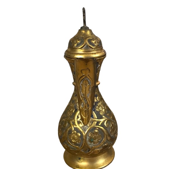 Vintage Titov Veles Ornate Turkish Porcelain And Brass Moroccan Coffee Tea Pot - Picture 5 of 9